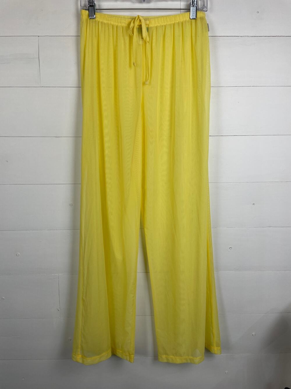 Jantzen Yellow Sheer Mesh Wide Leg Swim Cover Up Pants Drawstring Size SP